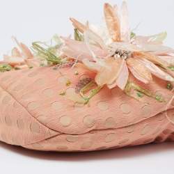 Pre Owned Valentino Multicolor Polka/Floral Embellished Fabric and Leather VLogo Flap Hobo