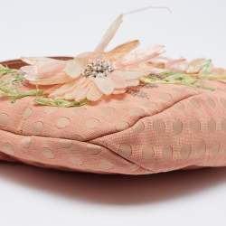 Pre Owned Valentino Multicolor Polka/Floral Embellished Fabric and Leather VLogo Flap Hobo