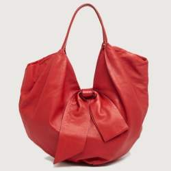 Pre Owned Valentino Red Leather 360 Bow Hobo