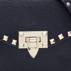 Pre Owned Valentino Black Leather Rockstud Crossbody Bag