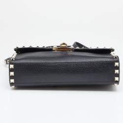 Pre Owned Valentino Black Leather Rockstud Crossbody Bag