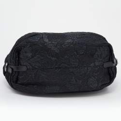Valentino Black Nylon, Straw and Leather Hobo