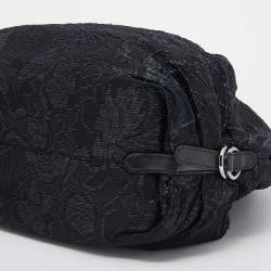 Valentino Black Nylon, Straw and Leather Hobo