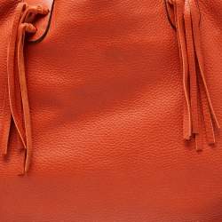 Pre Owned Valentino Orange Pebbled Leather Fringe C-Rockee Tote