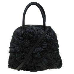 Pre Owned Valentino Black Leather Petale Rose Dome Bag
