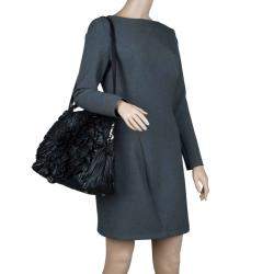 Pre Owned Valentino Black Leather Petale Rose Dome Bag