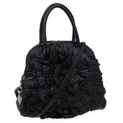 Pre Owned Valentino Black Leather Petale Rose Dome Bag