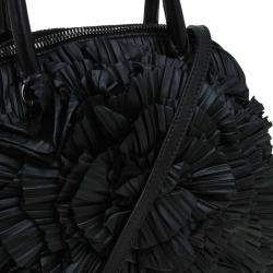 Pre Owned Valentino Black Leather Petale Rose Dome Bag