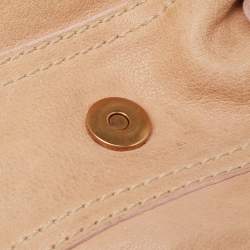 Pre Owned Valentino Beige Leather Embellished V Logo Satchel