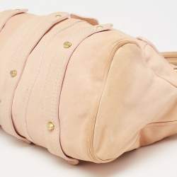 Pre Owned Valentino Beige Leather Embellished V Logo Satchel