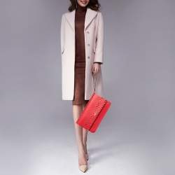 Pre Owned حقيبة كلتش للمعصم  كلتش فالنتينو  جلد أحمر مرصع روكستد