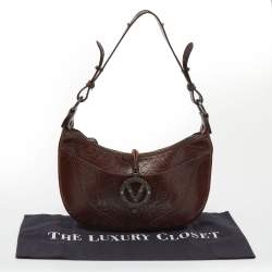 Pre Owned حقيبة هوبو فالنتينو كاتش جلد بني شكل حرف في 