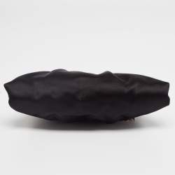 Pre Owned حقيبة كلتش فالنتينو ساتان أسود إطار مزخرف كريستال بسلسلة 