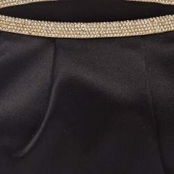 Pre Owned حقيبة كلتش فالنتينو ساتان أسود إطار مزخرف كريستال بسلسلة 