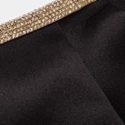 Pre Owned حقيبة كلتش فالنتينو ساتان أسود إطار مزخرف كريستال بسلسلة 