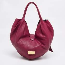 Pre Owned Valentino Burgundy Leather Folie Bow Hobo