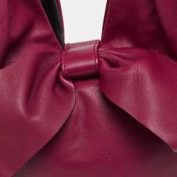 Pre Owned Valentino Burgundy Leather Folie Bow Hobo