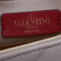 Pre Owned Valentino Beige Quilted Leather Mini Candystud Top Handle Bag