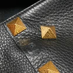 مملوكة مسبقًا Valentino Black Leather Roman Studded Tote
