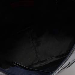 Pre Owned Valentino Navy Blue Patent Leather Crystal VLogo Satchel