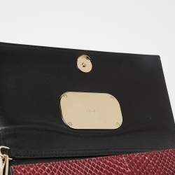 Pre Owned Valentino Red Python VLogo Flap Chain Shoulder Bag