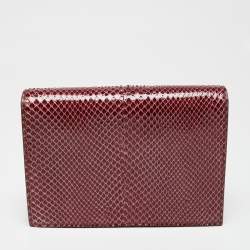 Pre Owned Valentino Red Python VLogo Flap Chain Shoulder Bag