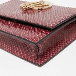 Pre Owned Valentino Red Python VLogo Flap Chain Shoulder Bag