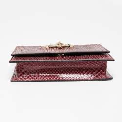 Pre Owned Valentino Red Python VLogo Flap Chain Shoulder Bag