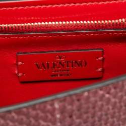 Pre Owned Valentino Red Python VLogo Flap Chain Shoulder Bag