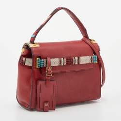 Pre Owned Valentino Red Leather My Rockstud Top Handle Bag