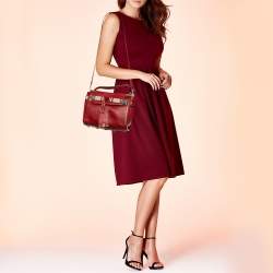 Pre Owned Valentino Red Leather My Rockstud Top Handle Bag