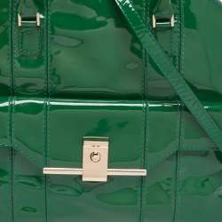 Pre Owned Valentino Green Patent Leather Front Pocket Satchel