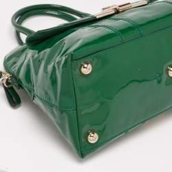 Pre Owned Valentino Green Patent Leather Front Pocket Satchel
