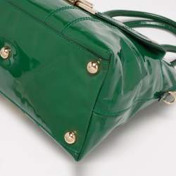 Pre Owned Valentino Green Patent Leather Front Pocket Satchel