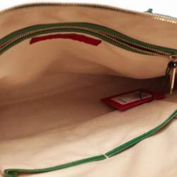 Pre Owned Valentino Green Patent Leather Front Pocket Satchel
