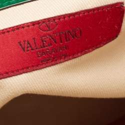 Pre Owned Valentino Green Patent Leather Front Pocket Satchel