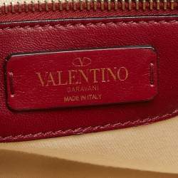 Pre Owned Valentino Red Quilted Leather Medium Candystud Top Handle Bag