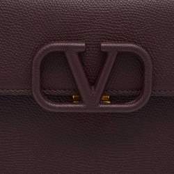 Pre Owned Valentino Burgundy Leather Small VSLING Top Handle Bag