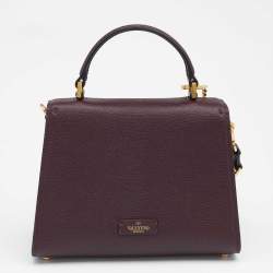 Pre Owned Valentino Burgundy Leather Small VSLING Top Handle Bag
