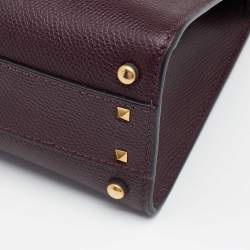 Pre Owned Valentino Burgundy Leather Small VSLING Top Handle Bag