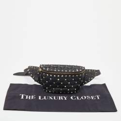 Pre Owned Valentino Black Quilted Leather Rockstud Spike Belt Bag
