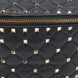 Pre Owned Valentino Black Quilted Leather Rockstud Spike Belt Bag