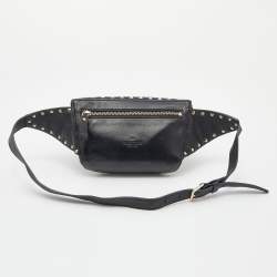 Pre Owned Valentino Black Quilted Leather Rockstud Spike Belt Bag