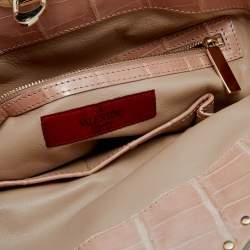 Pre Owned Valentino Beige Crocodile Leather Rockstud Tote