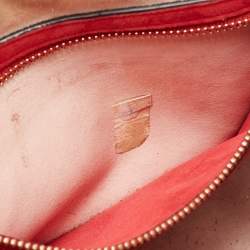 Pre Owned Valentino Pink Quilted Crinkled Leather Medium Rockstud Spike Top Handle Bag