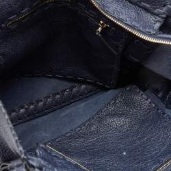 Pre Owned Valentino Blue Leather C-Rockee Fringe Tote