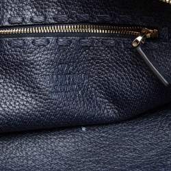 Pre Owned Valentino Blue Leather C-Rockee Fringe Tote