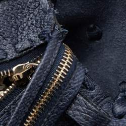 Pre Owned Valentino Blue Leather C-Rockee Fringe Tote