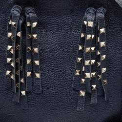 Pre Owned Valentino Blue Leather C-Rockee Fringe Tote