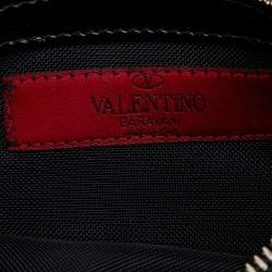 Pre Owned حقيبة يد توتس فالنتينو جلد لامع وشعر عجل أسود مزخرفة كريستال